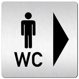 Türschilder24 XXL Door Sign (B) 125 x 125 mm Men Women Toilet Arrow Sign Right Left 1.5 mm Aluminium Solid Material (Men Right + WC)