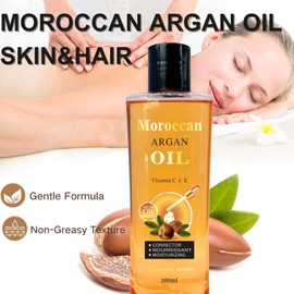 Moroccan Argan Oil for Skin&Hair–Moroccan Oil with Vitamin C+E,Hair Oils for Dry Damaged Hair,Body Massage Oils,Argan Oils of Morocco,Lightweight Non-Greasy Formula,Nourrissant,Moisturizing