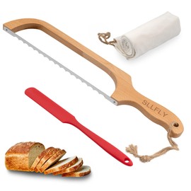 SLLFLY Bread bow Knife for Homemade and Silicone Spurtle,Bread slicer knife Cutter for Homemade Bread Sourdough(Single Serrated Blades)