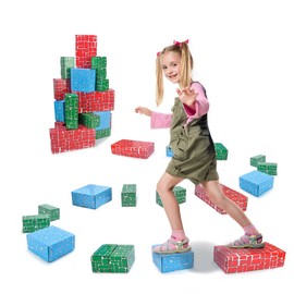 Cardboard Building Block, Exercise N Play 40pcs Extra-Thick Jumbo Giant Building Blocks in 3 Sizes for Kids