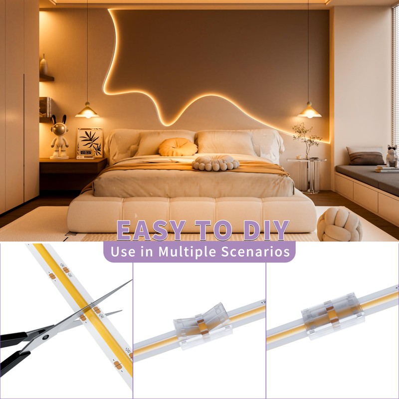 MIWISE COB LED Strip,2700K Warm White 32.8ft/10m,Dimmable Super Bright 24V