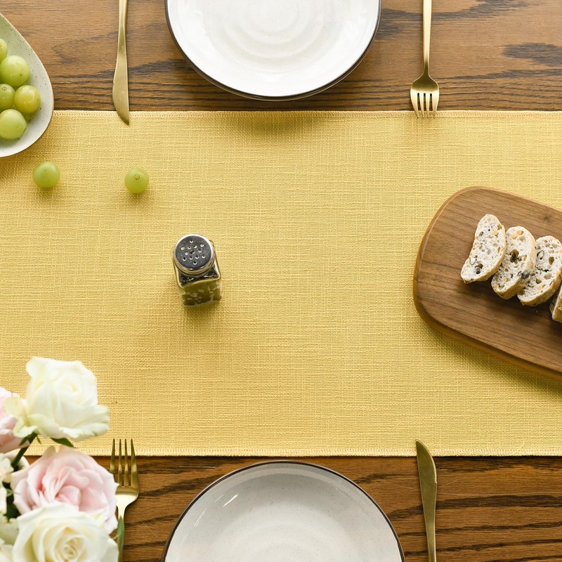 Artoid Mode Yellow Boho Rural Rustic Farmhouse Tassel Table Runner,