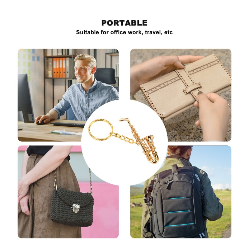 Cute Saxophone Pendant Keychain Portable Funny Brass Miniature Saxophone Musical