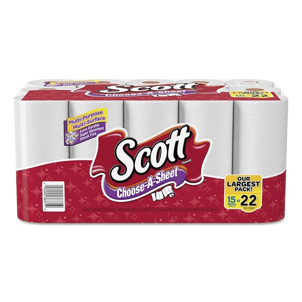 Scott 36371 Choose-A-Sheet Mega Roll Paper Towels, 1-Ply, White, 102 per Roll (Case of 30 Rolls)
