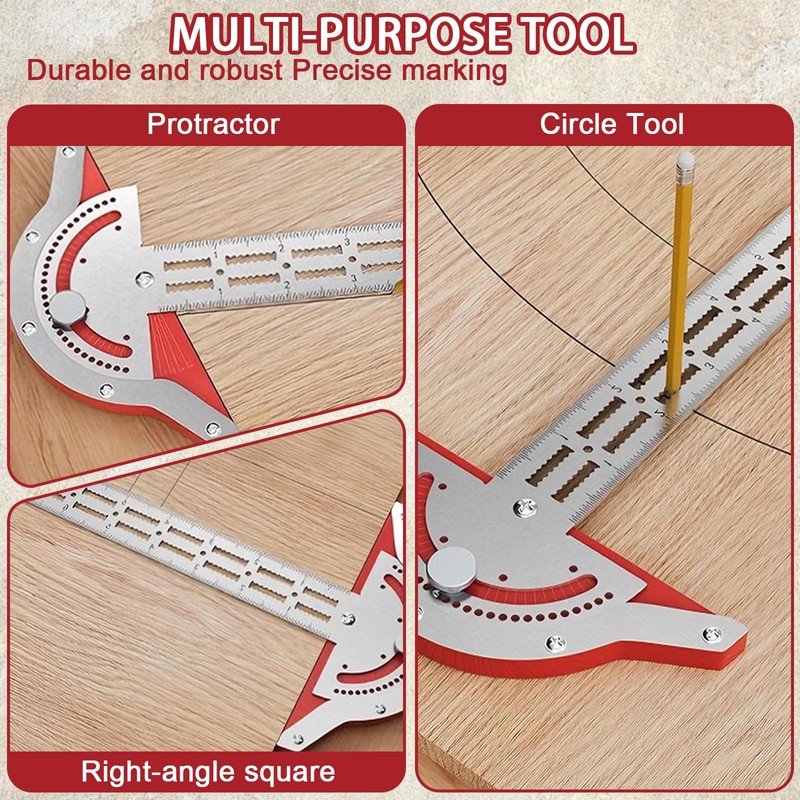 13in Woodworking Scriber Marking Line Ruler, Adjustable Stainless Steel Sliding