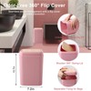 10-Piece Bathroom Accessories Set - Pink Trash Can with Bamboo
