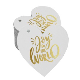 Inkdotpot Real Gold Foil Joy To The World Baby Shower Tags Favor Hang Paper Tags 100 Pieces
