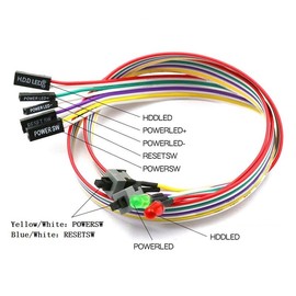 Ytian 2 Pieces 4 in 1 PC Power Switch Reset Hard Drive Cable LED Wire Mounting Kit for Computer