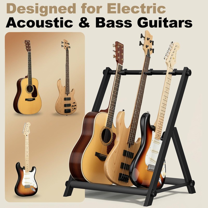 tipatyard 3 Multi Guitar Stand Rack With Thick Rubber Padding,Guitar