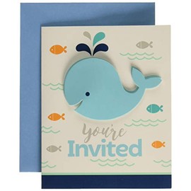 Creative Converting 324427 Blue Baby Whale Foldover Invitation