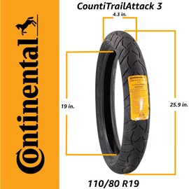 Continental ContiTrailAttack 3 110/80R19 Front Tour Motorcycle Tire 59V - High-Performance Grip, Enhanced Stability, and Quick Warm-Up 110/80-19