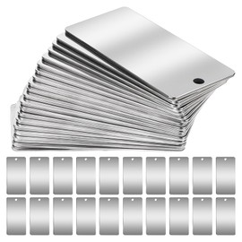 50 Pack Metal Engraving Blanks Stainless Steel Rectangle Blank Tags Metal Stamping Blanks Metal Tags, 1 Inch x 2 Inch