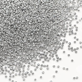 Bala&Fillic Opaque Silver Color 3mm Seed Beads About 3600pcs/100Grams in Bag, 8/0 Glass Craft Beads for Making Bracelet and Necklace (Silver)