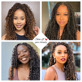 Goddess Locs Crochet Hair For Black Women 18 Inch 8 Packs Faux Locs Crochet Hair Crochet Locs Crochet Hair Pre Looped Crochet Locs River Locs With Curly Ends (1B/Blue#)