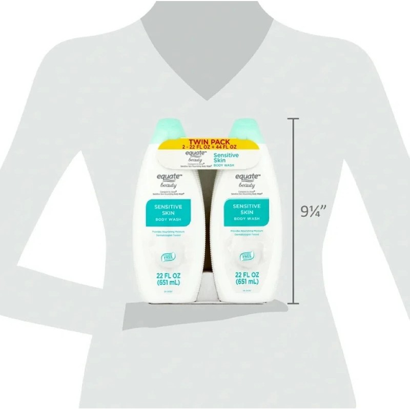 Equate Sensitive Skin Body Wash, 2X 22 fl. Oz. (2