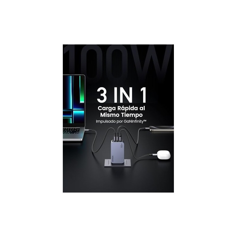 UGREEN Nexode Pro 100W Cargador Tipo C con Cable C