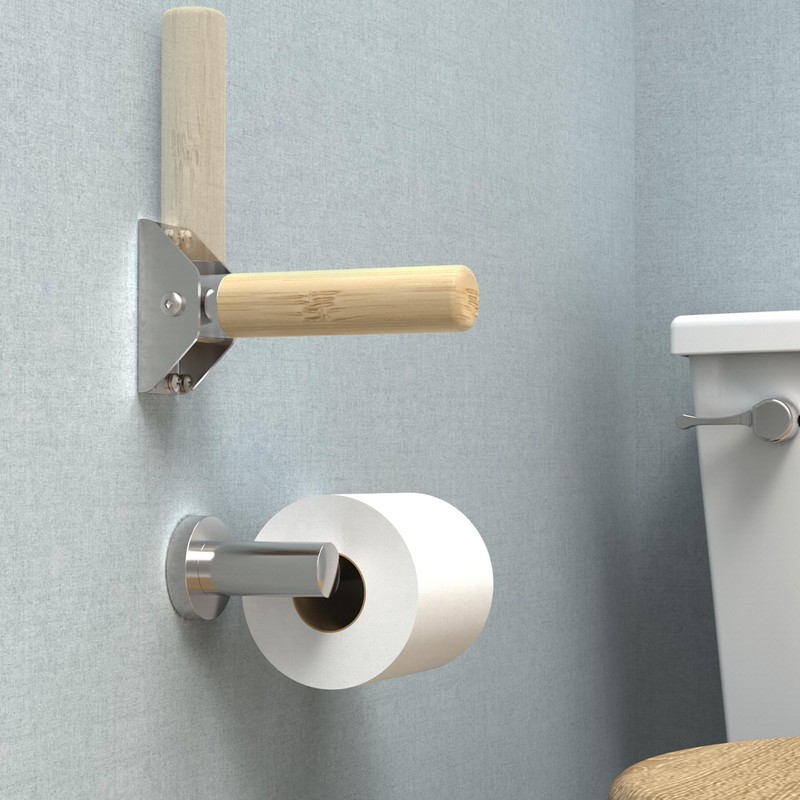 AquaChase 2-Pack Jamb Mount Flip up Bamboo Grab Bar for