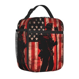 ainori - Lonchera reutilizable para bomberos para niños, niñas, mujeres y adultos, bolsa de almuerzo aislada con bandera americana, bolsa de poliéster para la escuela, picnic, trabajo, viajes, playa o