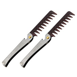 Gatuida 2Pcs Folding Oil Hair Comb for Men Stainless Steel Handle Portable Wide Tooth Comb for Salon Home Use for Styling Sectioning and Care