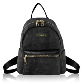 WisePoint Small Backpack for Women, Suede Womens Backpack Small Backpack Purse, Small Backpacks Ladies Backpack with Handle (black)