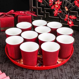 Cabilock Chinese Style Wedding Tea Tray 13.07 Inch Round Candy Plates Serving Tray for Tea Ceremony Party Snacks and Chinese New Year Celebrations