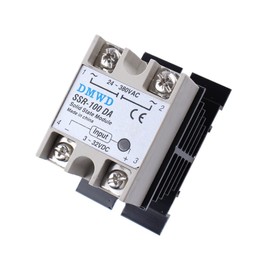 SSR-100DA Solid State Relay DC to AC (Input 3-32V DC Output 24-380V AC) with Heat Sink, 100A