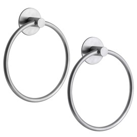 Towel Holder for Bathroom 2pcs Adhesive Towel Ring, Wall Mounted Hand Towel Holder Bathroom Towel Rack, Towel Hanger for Bath&Kitchen Towel Organizer, Stainless Steel Rustproof Bath Accessories…