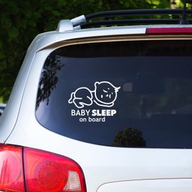 Cute Baby on Board Car Sticker - Baby on Board Sign for Cars - Funny Baby in Car Decal - Adorable Sleeping Baby on Board Sticker