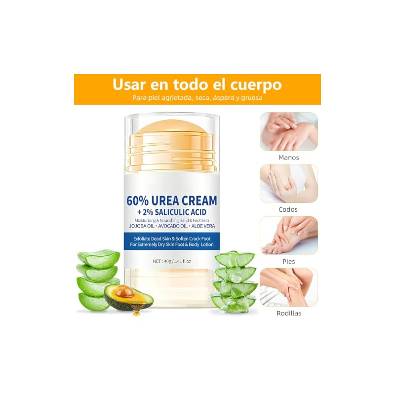 2pcs Crema con Urea 60 para Pies, Hidratante Pies Resecos