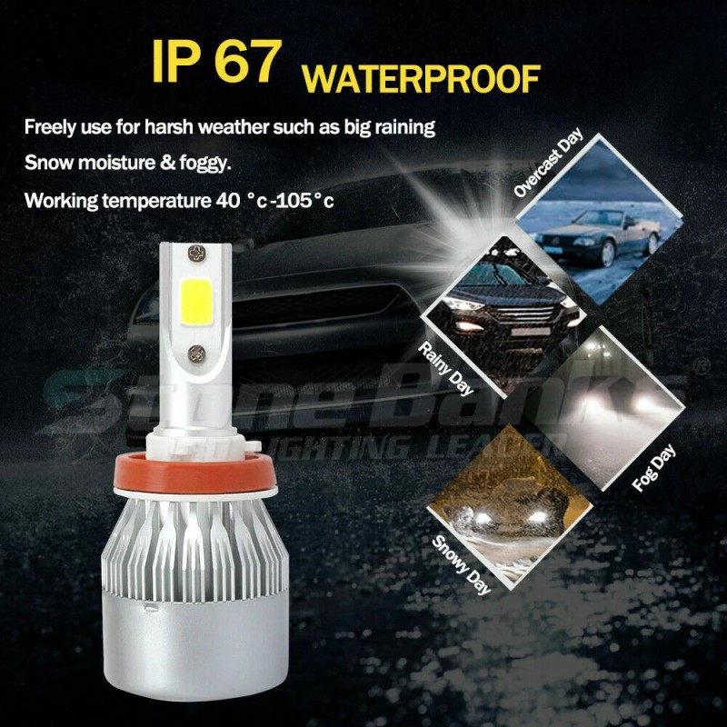 Stone Banks Headlight 4x 9005 + 9006 6000K Combo 200W