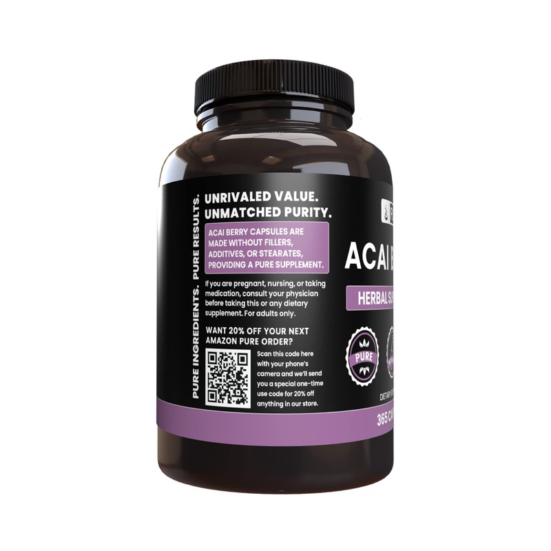PURE ORIGINAL INGREDIENTS Acai Berry (365 Capsules) No Magnesium Or