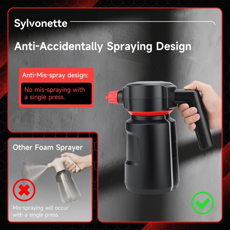Sylvonette Electric Foam Sprayer - 2L Cordless Battery Powered Pump
