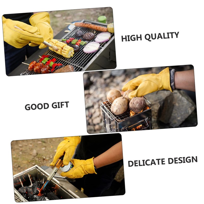 jojofuny 1pair Outdoor Heat Insulation Bbq Gloves for Grilling Warm