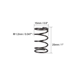 sourcingmap Compression Spring - 1.2mm Wire Dia , 15mm OD , 25mm Free Length Spring Steel Extension Spring,Black,20Pcs