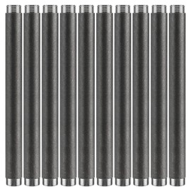 1/2"x 10" Industrial Pipe - Home Expert 10 Pack Primary Color Malleable Cast Iron Pipe Heavy Duty Pre Cut Metal Pipe Threaded Gray Pipe Fitting for Industrial Vintage Style DIY Project