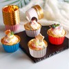 100 Pack Cupcake Liners with Lids 3.5 Oz Foil Baking