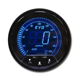 MOTOR METER RACING EVO Series 85mm 3-3/8" Digital GPS Speedometer 200 MPH Blue Red White Green LED Backlit Peak Recall Warning Function Odometer Trip Meter