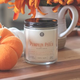 Jarful House Fall Candle Pumpkin Patch | Strong Scented Soy Candle Pumpkin + Caramel + Maple + Pecan | Thanksgiving Gift | Hand made in USA | 40+ hrs Burn Time - 8 oz.
