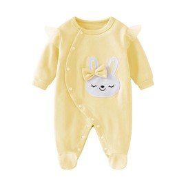 WYTbaby Baby Romper Girls Newborn Baby Clothing Girls Cotton Long Sleeve Bodysuit Overalls 3-6 Months