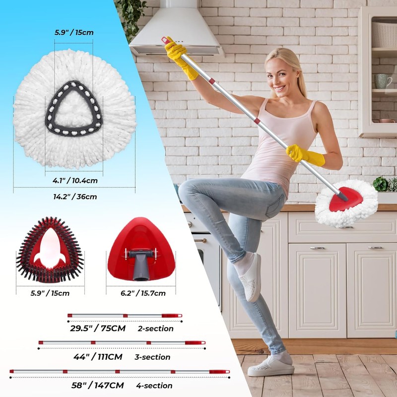 2 Pack Spin Mop Heads Replacement Compatible with O Cedar