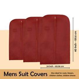 Wedcova Suit Covers for Men | Hanging Garment Bags | Travel Blazer & Jacket Bag | Clothes Storage Cover with Zipper | Suits Carrier Moth Proof Protector | 60 x 100cm (24'' x 40'') | Pack of 1 | Maroon