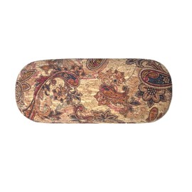 LK Trend & Style Vintage Paisley Cork Glasses Case 17 x 6.5 x 4.4 cm with Cleaning Cloth Boho Style, multicoloured