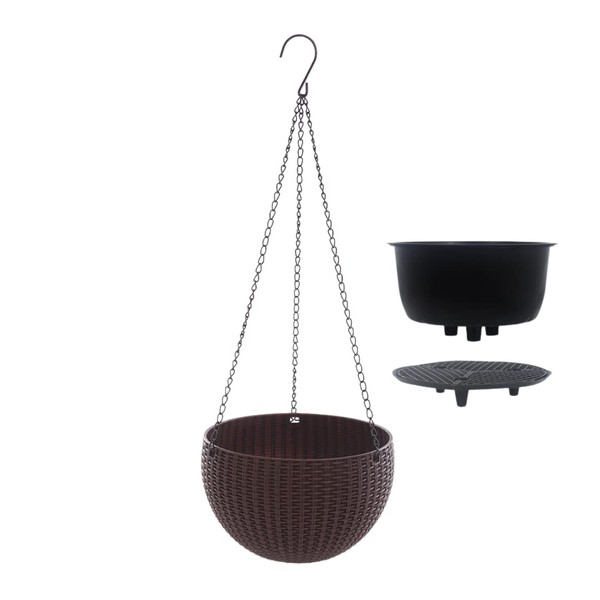 MaT store Hanging Basket, House Plant, Planter, Pot, Hanging Pot, Large, Brown