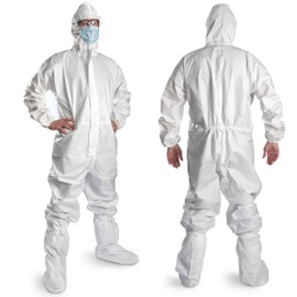 Disposable Microporous Coated Coverall Suit – Elastic Wrists, Ankles, Waist & Hood – Breathable, Splash-Resistant, Ideal for Painting, Cleaning & Industrial Use – 10-Pack, XL Size
