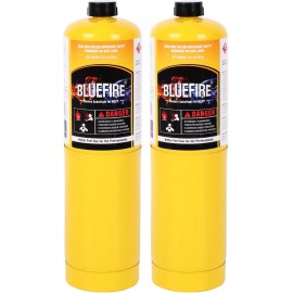 BLUEFIRE MAPP PRO 14.1 oz Modern MAPP Gas Cylinder 99.9% High Purity Propylene - 2x MAPP Gas