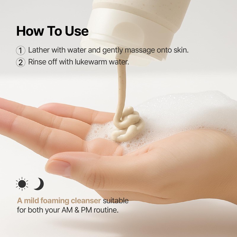 MIDHA RICE BRAN SCRUB FOAM 5.07fl.oz/150ml, Deep Cleansing, Pore-Purifying, Gentle