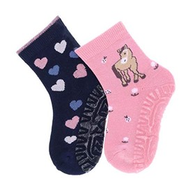 Sterntaler Baby Girl FLI Air DP Horse + Hearts Slipper Socks, pink