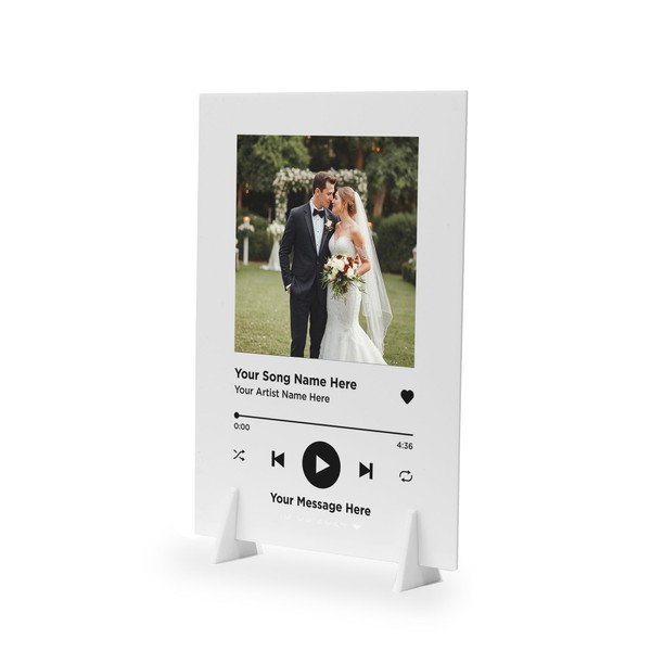 Personalised White Music Plaque with Photo & Stand - Custom