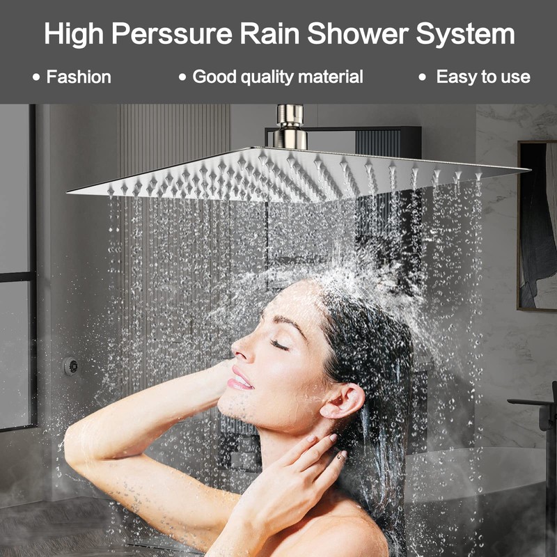 Rain Shower System 12 Inches Shower Head with Handheld Combo