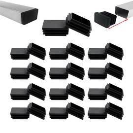 Zaky 38 mm x 25 mm Rectangular Plastic Plugs Pipe End Caps Black for Metal Pipes, Fences, Non-Slip Protection of Chair Legs, Furniture and Floors, Pack of 30